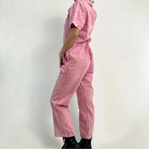 AMO Luna pink acidwash denim slouchy fit jumpsuit. Size medium Barbie Pink! - Picture 3 of 4